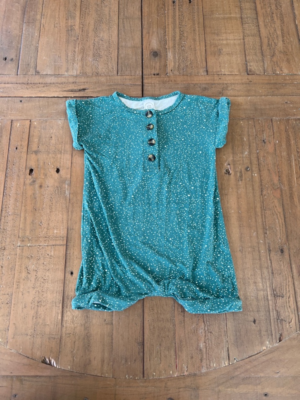 Lou Lou & company green speckled short romper 12-24 months
